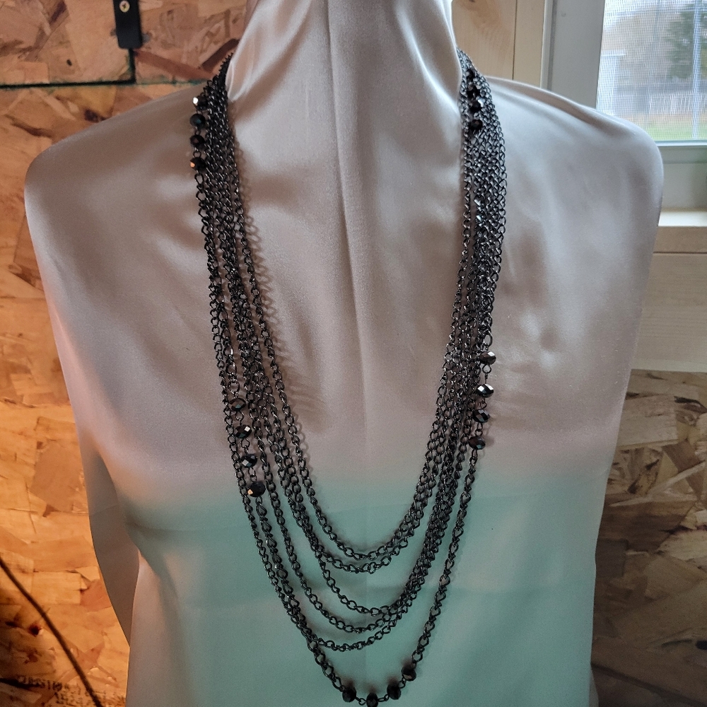 Elegant Silver Multi-Layer Necklace